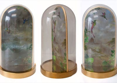 Divine garden, Crypt I • Glass bell on chrome base. Three positions · فنون تشكيلية • واقعية سحرية